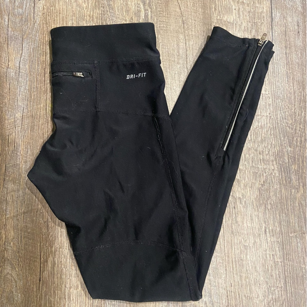 Nike Running Dri-Fit Athletic Leggings with Ankle Zipper